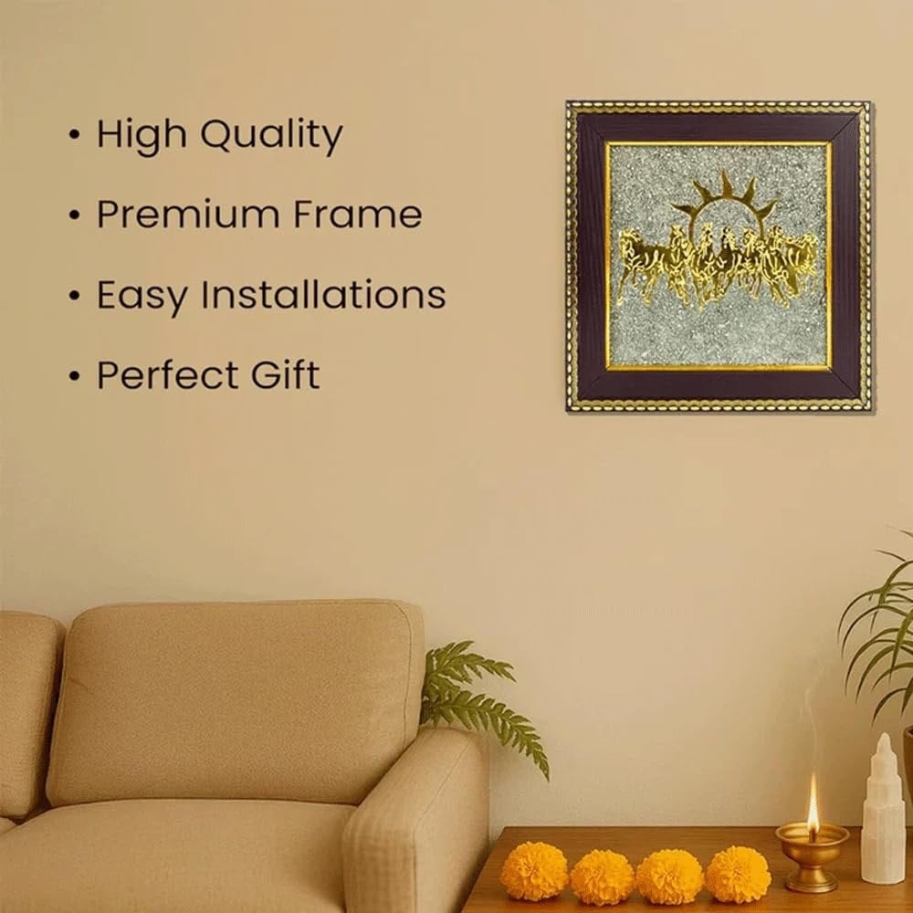 7 Horses on Raw Pyrite Frame